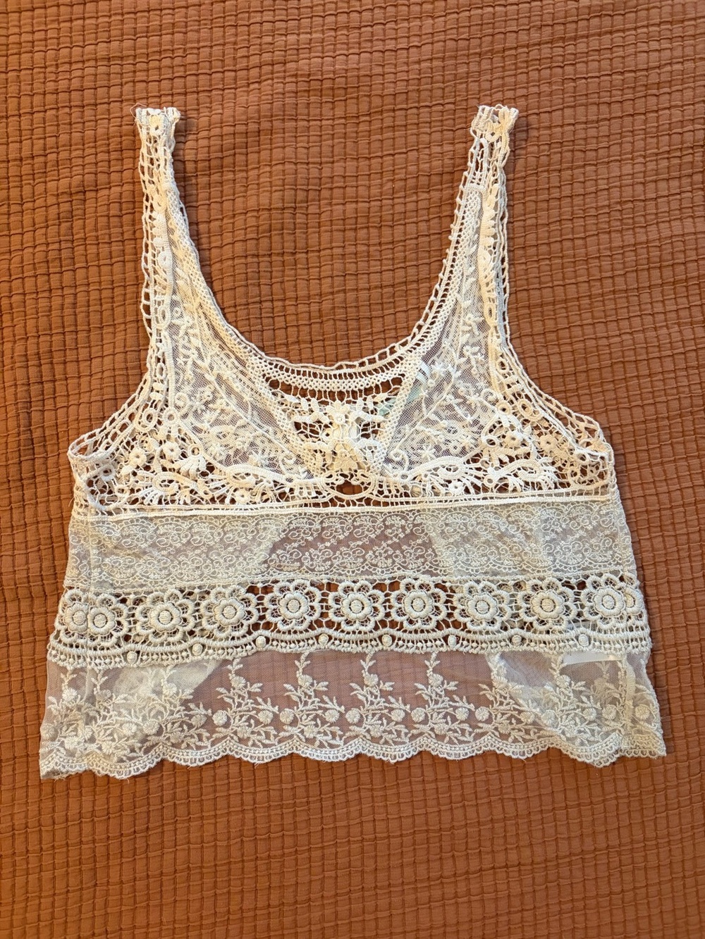 Kimchi Blue Ivory Lace Crop Tank